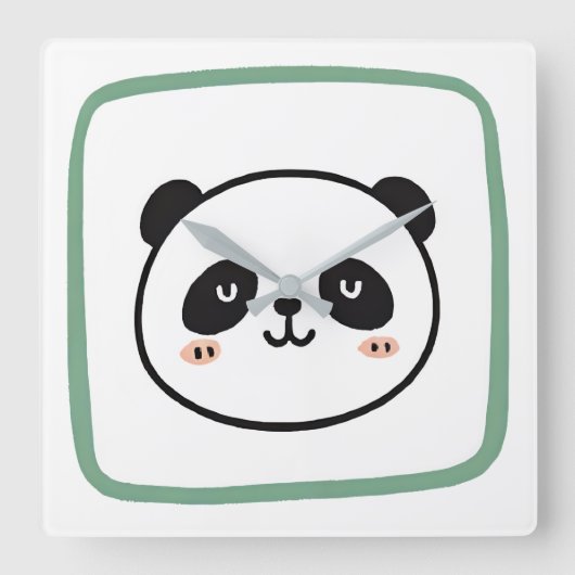 Panda head minimalist graphic icon スクエア壁時計 (正面)