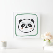 Panda head minimalist graphic icon スクエア壁時計 (ホーム)