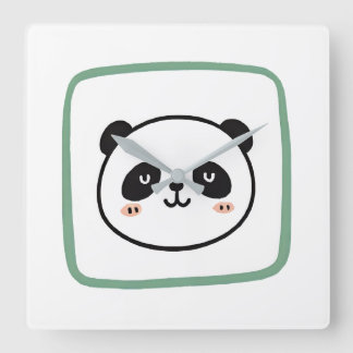 Panda head minimalist graphic icon スクエア壁時計