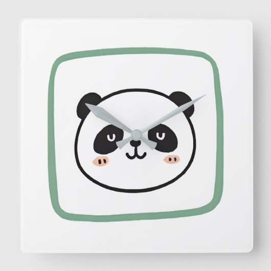 Panda head minimalist graphic icon スクエア壁時計 (正面)