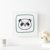 Panda head minimalist graphic icon スクエア壁時計 (ホーム)