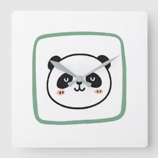 Panda head minimalist graphic icon スクエア壁時計