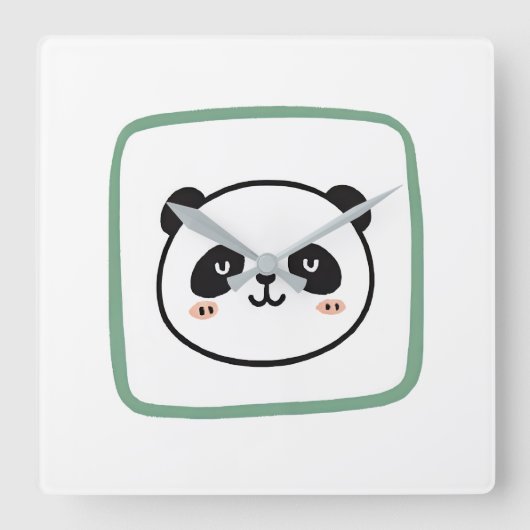 Panda head minimalist graphic icon スクエア壁時計 (正面)