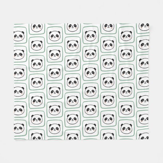 Panda head minimalist graphic icon フリースブランケット (正面(横))