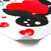 Panda Heart Valentines Day Girls Kids Women Bear L ポスター (角)