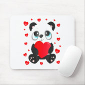 Panda Heart Valentines Day Girls Kids Women Bear L マウスパッド (マウス)
