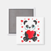 Panda Heart Valentines Day Girls Kids Women Bear L マグネット (正面/裏面)