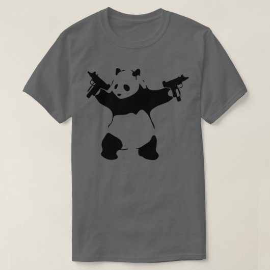 Panda Holding Machine Guns Funny  Tシャツ (デザイン正面)