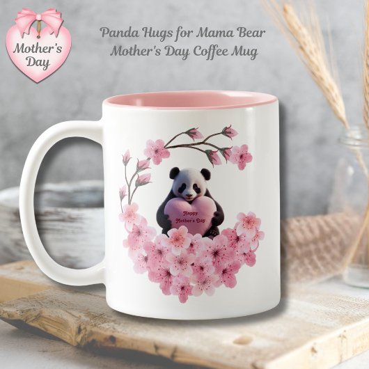 Panda Hugs for Mama Bear Mother's Dayコーヒーマグ ツートーンマグカップ