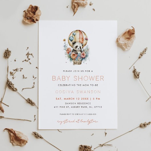 Panda in a Hot Air Balloon 招待状