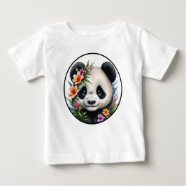 Panda in Flowers Baby Tee - Peeking Panda ベビーTシャツ