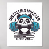Panda Installing Muscles Please Wait Weightlifter  ポスター (正面)