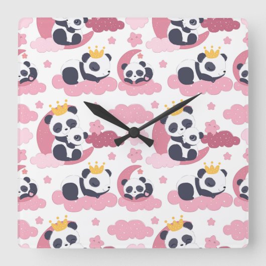Panda Lover | I Am Nicknamed As Panda スクエア壁時計 (正面)