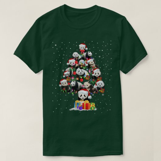 Panda Lover Xmas Panda Santa Hat Christmas Tree Li Tシャツ (デザイン正面)