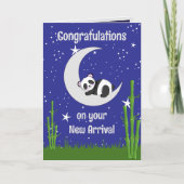 Panda New Baby Folded Greeting Card カード (正面)