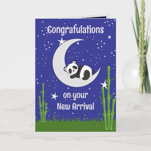 Panda New Baby Folded Greeting Card カード (正面)