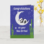 Panda New Baby Folded Greeting Card カード (黄色い花)