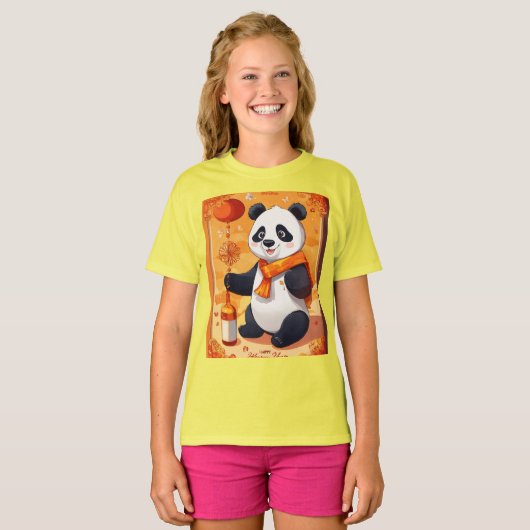 Panda new year Party — Cartoon style designed Tシャツ (正面フル)