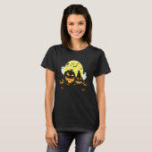 Panda On Scary Pumpkin Halloween Full Moon Witch B Tシャツ (正面フル)