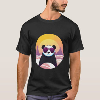 Panda On Vacation Wearing Sunglasses Tシャツ