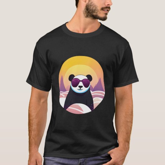Panda On Vacation Wearing Sunglasses Tシャツ (正面)