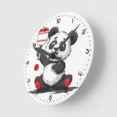 Panda Paddle Time Pickleball ラウンド壁時計 (傾斜)