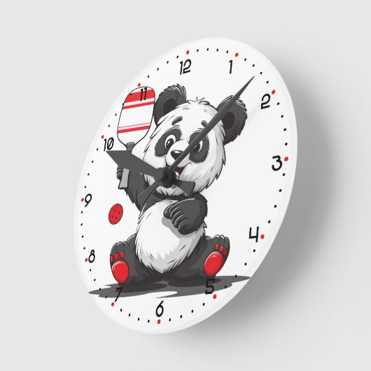 Panda Paddle Time Pickleball  ラウンド壁時計 (傾斜)