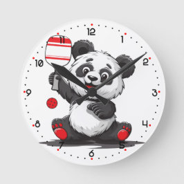 Panda Paddle Time Pickleball  ラウンド壁時計