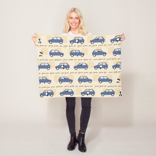 Panda Panda Pan blue beige フリースブランケット (インサイチュ)