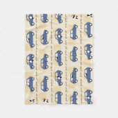 Panda Panda Pan blue beige フリースブランケット (正面)