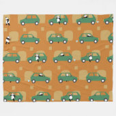 Panda Panda Pan green フリースブランケット (正面(横))