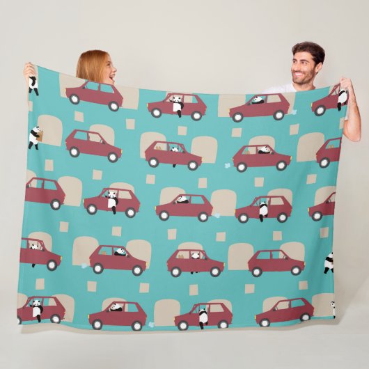 Panda Panda Pan red フリースブランケット (インサイチュ)