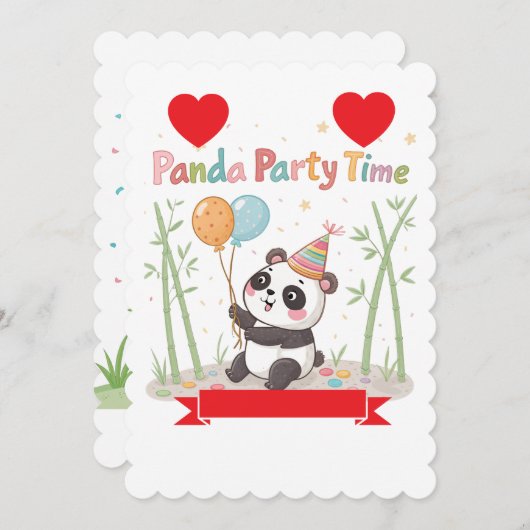 Panda Party Time 招待状 (正面/裏面)
