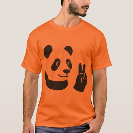 Panda Peace Sign Graphic T-Shirt Tシャツ (正面)