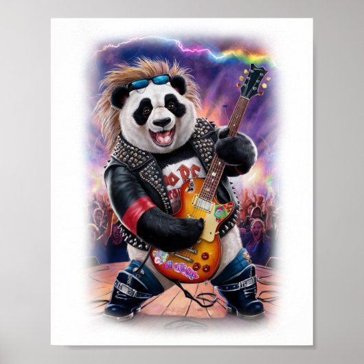 Panda plays Rock and Roll on a White ポスター (正面)