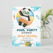 Panda Pool Party Birthday Invitation 招待状 (スタンド正面)