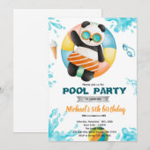 Panda Pool Party Birthday Invitation 招待状 (正面/裏面)