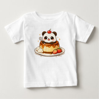 Panda Pudding Delight ベビーTシャツ