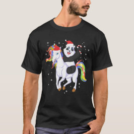 panda riding unicorn christmas tシャツ