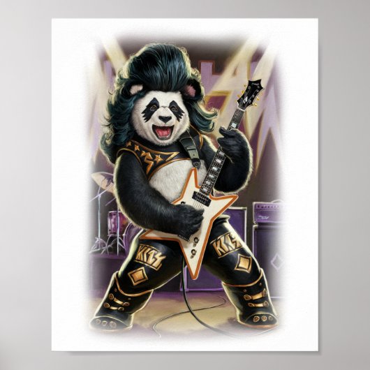 Panda Rocker has Fun playing Hard Rock on a White ポスター (正面)