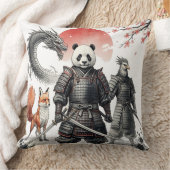 Panda Samurai & Mythical Warriors Fantasy Art クッション (ブランケット)