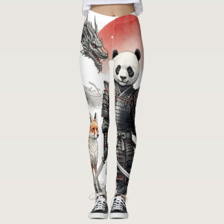 Panda Samurai & Mythical Warriors Fantasy Art レギンス