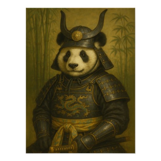 Panda Samurai Warrior with Ancestral Armor ポスター (正面)