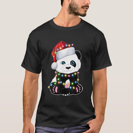 Panda Santa Lights Pajama For Ns Tシャツ (正面)