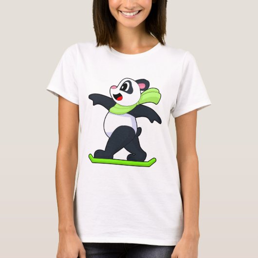 Panda Snowboarder Snowboard Winter sports Tシャツ (正面)