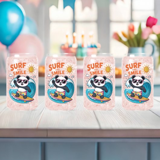 Panda Surf Sourire Enfant Été ガラス缶 (インサイチュ (ベビーシャワー))