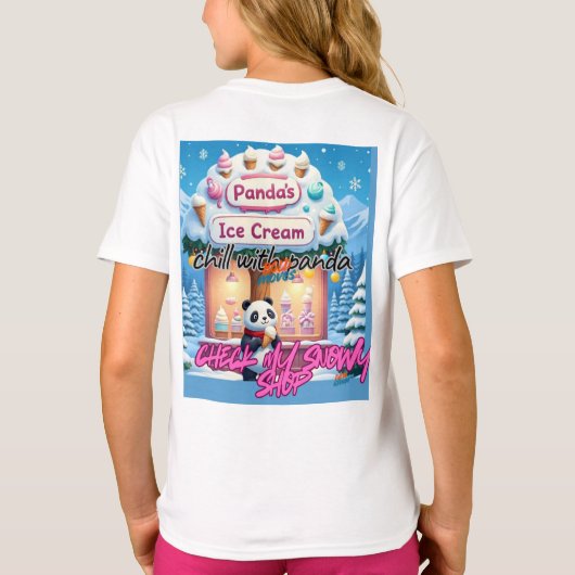 Panda takes bold step in  winter wonderland  tシャツ (裏面)