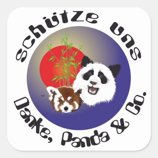 Panda Treffen Aufkleber スクエアシール (正面)