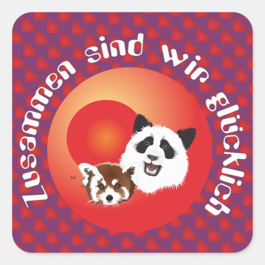 Panda Treffen Aufkleber スクエアシール (正面)