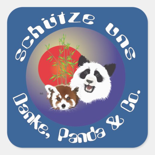 Panda Treffen Aufkleber スクエアシール (正面)
